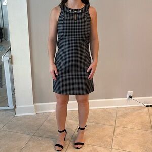 Ann Taylor Navy Blue and White Sheath Mini Dress